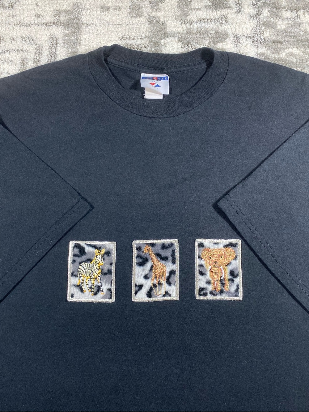Vintage 90s Embroidered Animals Tee Shirt
